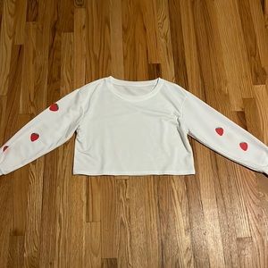 White cropped long sleeve with strawberries
